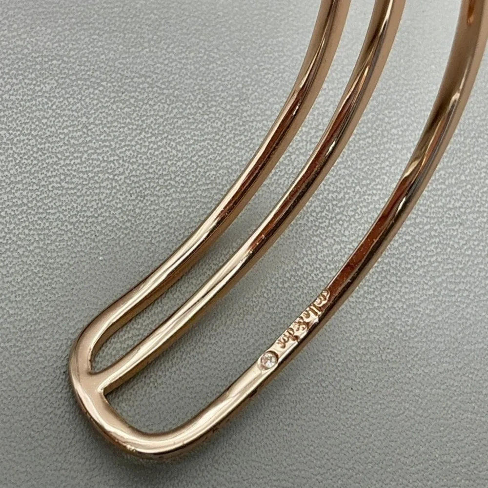 Stella & Dot Bracelet Womens Rose Gold Tone Rhinestone Triple Band Cuff 6.25
